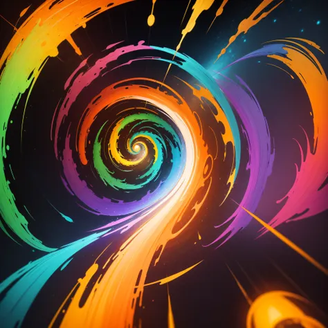 a swirling vortex of vibrant colors, radiating from a portal of paint that leads to a mysterious parallel universe.