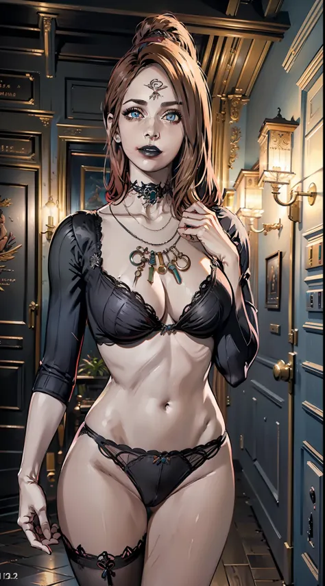 ((foto de corpo inteiro)), ((foto realista)), 1 girl, solo, (colete: 1.2), 8k, high-res, obra-prima, melhor qualidade, (headpe: 1.3), pele finamente detalhada, lingerie, seios enormes