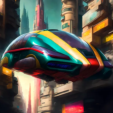 hover car in mega-city one, judge dredd, realistic, cinematic