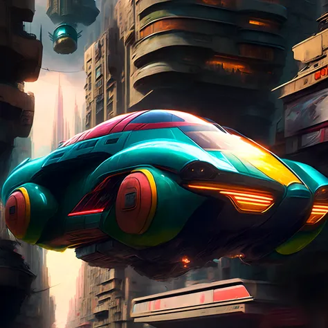 hover car in mega-city one, judge dredd, realistic, cinematic