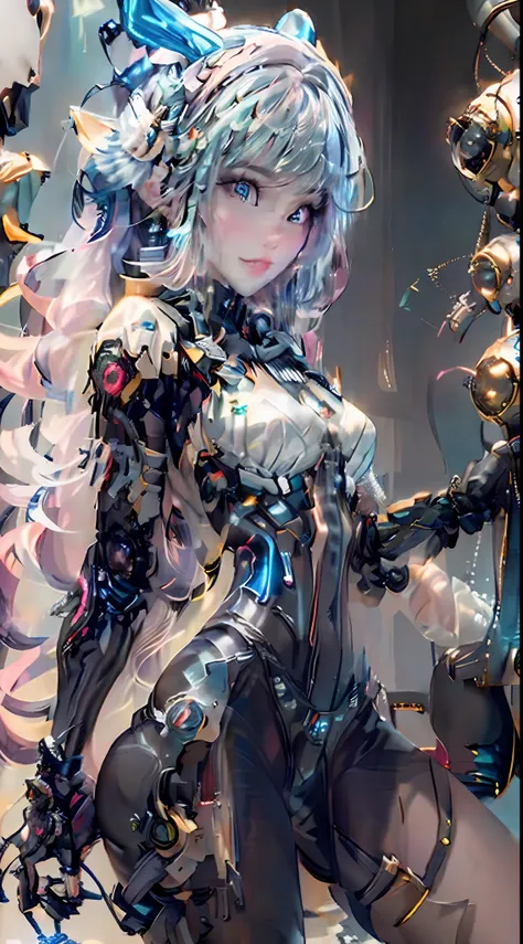 ((best quality)), ((masterpiece)), (details: 1.4), 3d, a beautiful cyberpunk female figure, big breasts, thin waist, full buttoc...