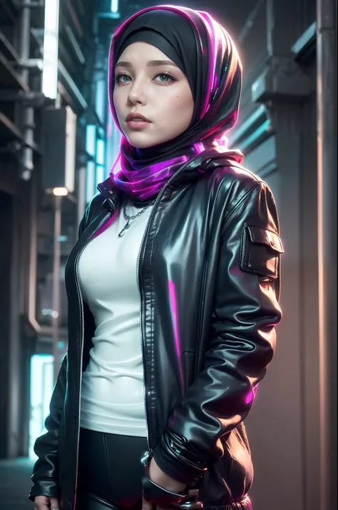 (blue and magenta), (neon cyberpunk hijab: 1.5), [style: neon cyberpunk: 1.3], (raw photos: 1.2), (perfect eyes: 1.5)),  (photor...