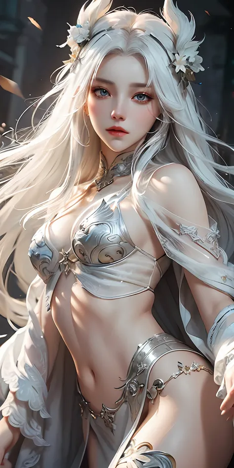 a close up of a woman with white hair and a white mask, beautiful character painting, guweiz, artwork in the style of guweiz, white haired deity, by Yang J, epic exquisite character art, stunning character art, by Fan Qi, by Wuzhun Shifan, guweiz on pixiv ...