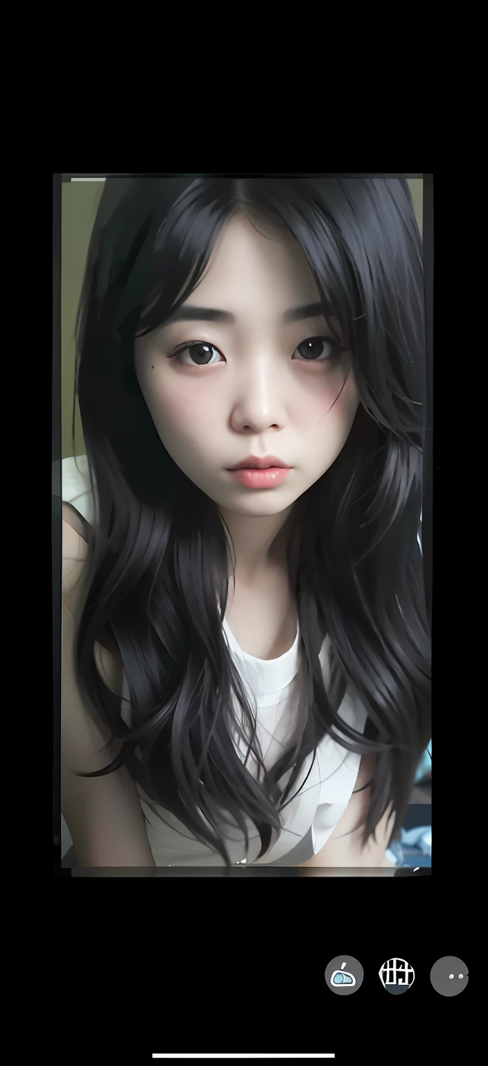 a close up of a woman with long black hair and a white shirt, young lovely Korean faces, ulzzangs, young cute wan asian face, wan adorable korean face, cruel korean goth girl, her face looks like an orchid, Realistic. Cheng Yi, Phlegm sputum, phlegm : : 5,...