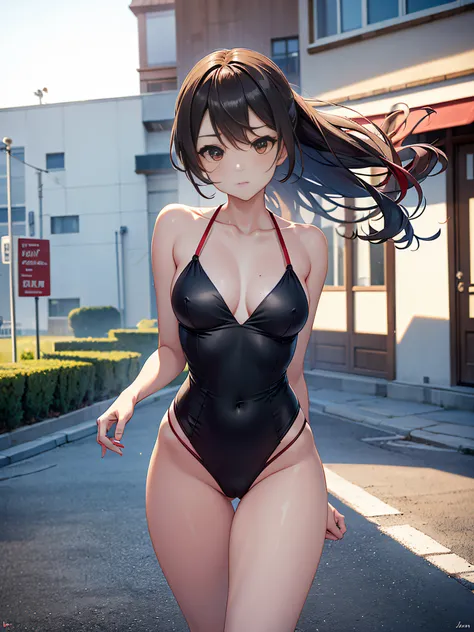 Vista de cuerpo entero, (Solo 1girl:1.3), Cara muy detallada y simetrica, Ojos hermosos azules, partes__ cabo, arte oficial, Amazing beauty, cara delicada, ojos vibrantes, (Black Spider-Woman Costume with Red Phosphorescent Spider Symbol), Postura lateral,...