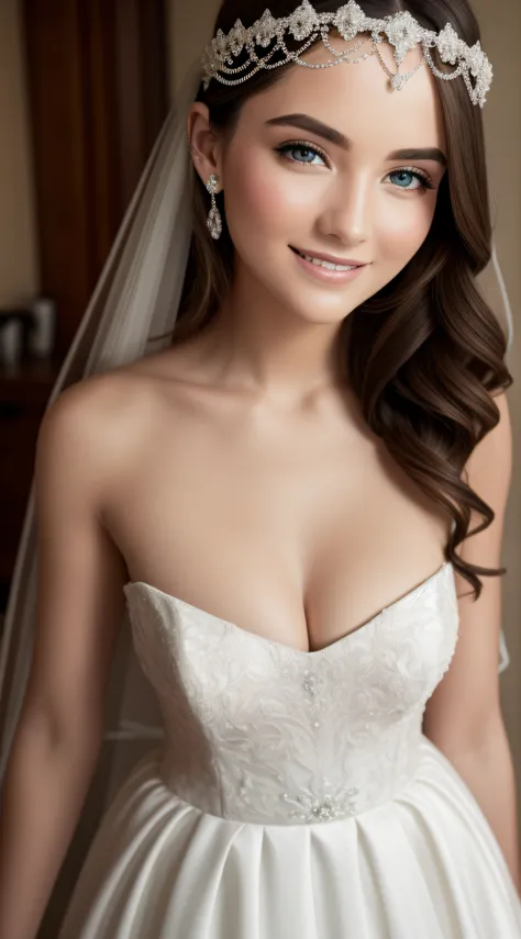Peerless beauty,voluminetric lighting,up-close,ssmile,Wear a wedding dress