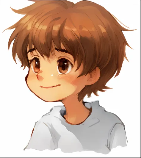 cartoon boy with brown hair and white shirt, makoto, anime boy, lain iwakura, shinkai makoto, made with anime painter studio, an...