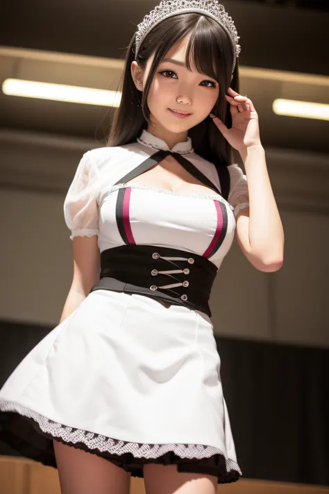 1womanl,(realisticlying,realisticlying:1.5),(tmasterpiece),(best qualtiy:1.4),(hyper HD:1.2),(RAW photogr:1.2),(sharpfocus:1.3),(Face focus:1.2),japanaese girl,Professional clothing,(young 17 years old:1.1),(joyful smile:1.5),(Hairy cuts:1.6),(Japanese ido...