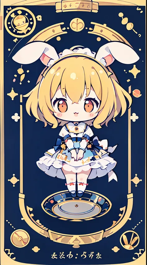 chibi、rabbit ears、独奏:1.5、full body esbian、jumpping、cute little、tarot cards