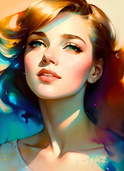 gil elvgren a woman by agnes cecile, luminous design, pastel colours, ink drips, autumn lights