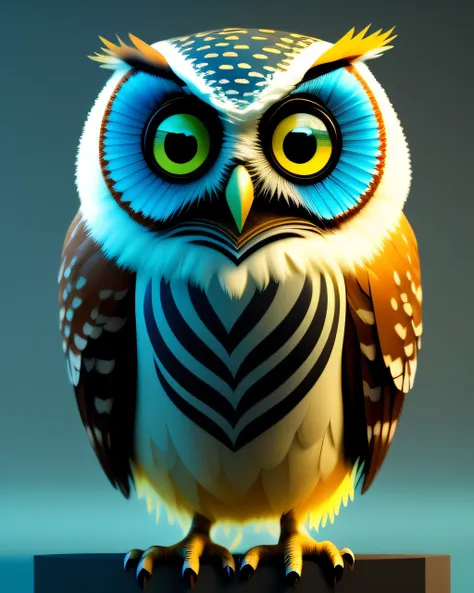 owl 3d rendered pixar style model by hiroaki takahashi art ultra perfect composition 3d liquid detail fluid acrylic by greg tocc...