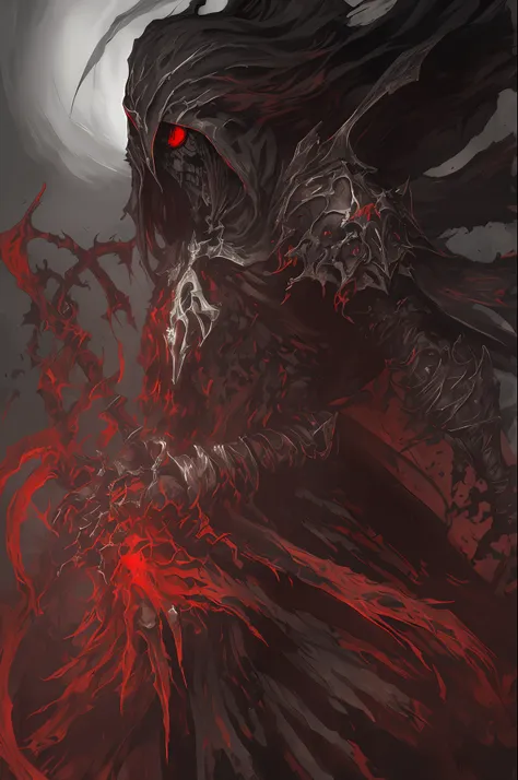 (ashenhard style:1.4), masterpiece, best quality, high quality,(a dark shapeless creature with a dark red glow and red eyes and ...