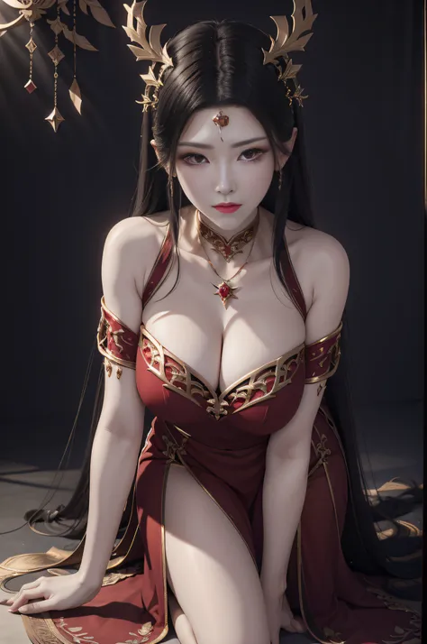 hyper-high detail，8K分辨率，超高分辨率，Best image quality，a beauty girl，seductive lips，Peerless beautiful girl，black color hair，鎖骨，exquisite costumes，beautiful make up，Exquisite and perfect facial features，Big jewel-like eyes，Be red in the face，ssmile，Eternal disas...