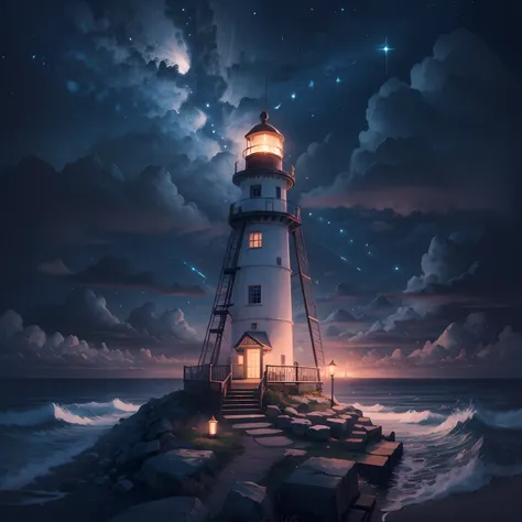 lighthouse illuminating the night