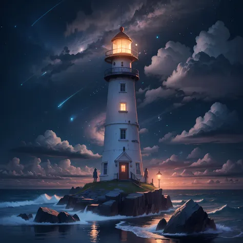 lighthouse illuminating the night