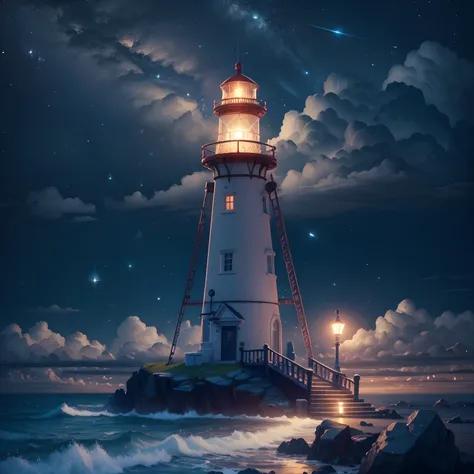 lighthouse illuminating the night