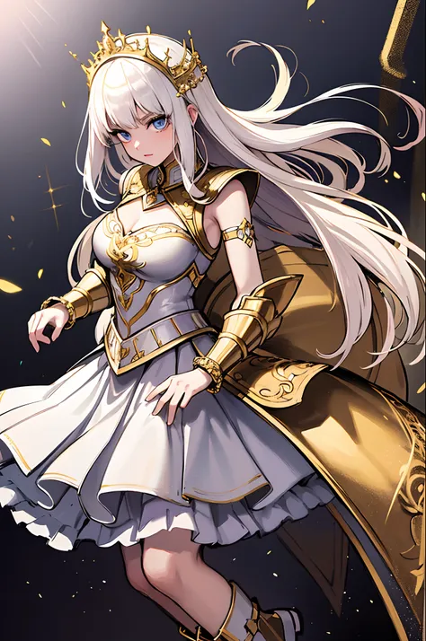 (style-princess:0.9), beautiful girl, 1girl, ((armor)) armor princess, (rich white and gold), ((palace)), slim, (bracelets) mast...