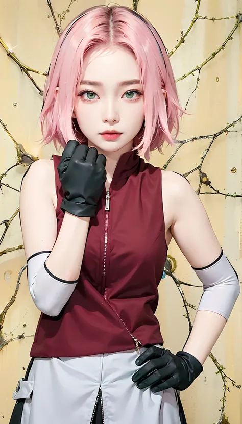 Masterpiece, best picture quality, one beautiful girl, detailed eyes, swollen eyes, pink hair, short hair, fair skin, cute, Japanese woman, Asian beauty, moonlight, strong eyes, professional lighting, bright lighting, double eyelids, slender, Japanese woma...