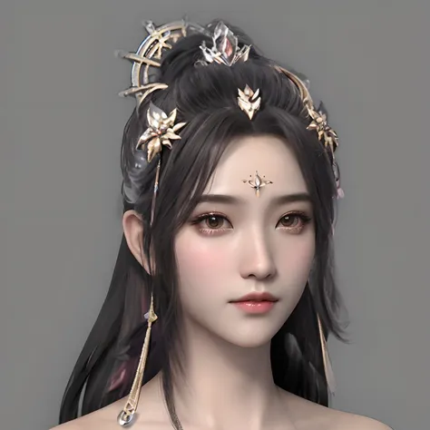 ultra realistic fantasy tiara, a beautiful fantasy empress, 3d rendering character art 8k, asian hyperdetailed, hyper-detailed f...