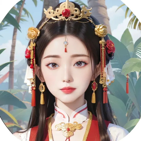 3D art style,Kizi,Red lips,A shallow smile,absurderes,Incredibly Ridiculous res,hugefilesize, ultra - detailed, A high resolution, The is very detailed, Nice detailed girl, very detailed eyes and faces, Beautiful detailed eyes, light in face,(Hanfu:1.1),1g...