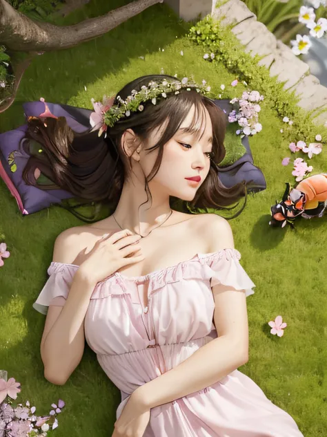 The ladybugs move silently over the blooming flowers in May, the jolly bees move all day long over the delicate pink threads, while the chaffinches embrace in their mossy gray nests, Ill rest on my lovers breast.