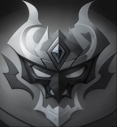 white and black demon doppelganger，there is a diamond on it, logo without text, demanding design, darksiders style, white outlin...