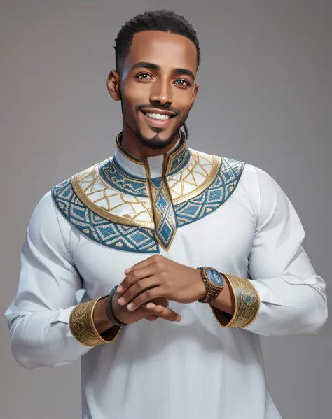 handsome ethiopian man eyes to the camera, avatar, clean, portrait , best quality, masterpiece, ultra high res, (photorealistic:...