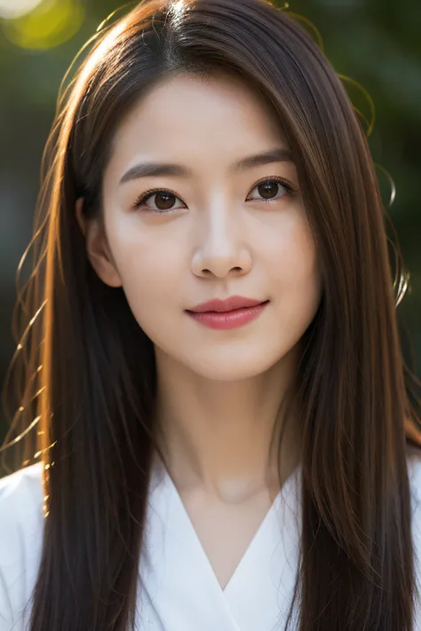 long Brond Hair、straight haired、Bright brown eyes、infp young woman、physician、cute little、Innocence、Photorealsitic、lensflare、looking at the viewers、shinny skin、校服、intricate-detail、masterpiece、top-quality、cinematric light、hight resolution、A detailed eye、det...