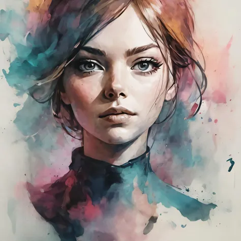 emma stone,watercolor,art,