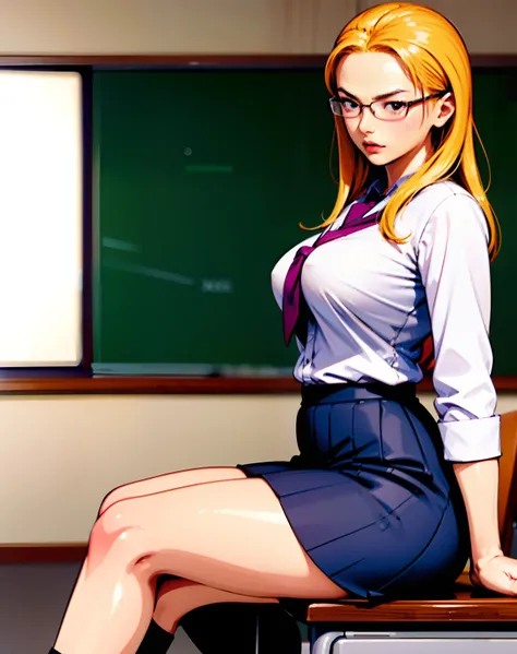 arafed asian woman sitting on a desk in a classroom, with glasses, full subject in shot, korean girl, nerdy, japanese goddess, japanese model, with glasses on, a hyperrealistic schoolgirl, hyperrealistic schoolgirl, in a classroom, beautiful asian girl, as...