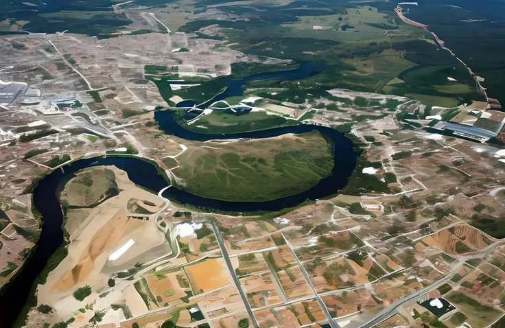 aerial view of a city with a river running through it, air shot, aerial view, antena, aerial photography, aerial photo, tiroteio...