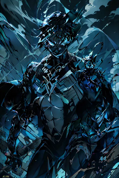 《the original god》Arataki Kazuto , male people, chest muscle, Sexy , Venom symbiote for your body, Black mucus of the body , into venom, venomize,Black bodysuit,(Cloak),Red cape,Abs,(Adult male)((Venom possession,venom symbiote)),over-Tortoise Man,Battle d...
