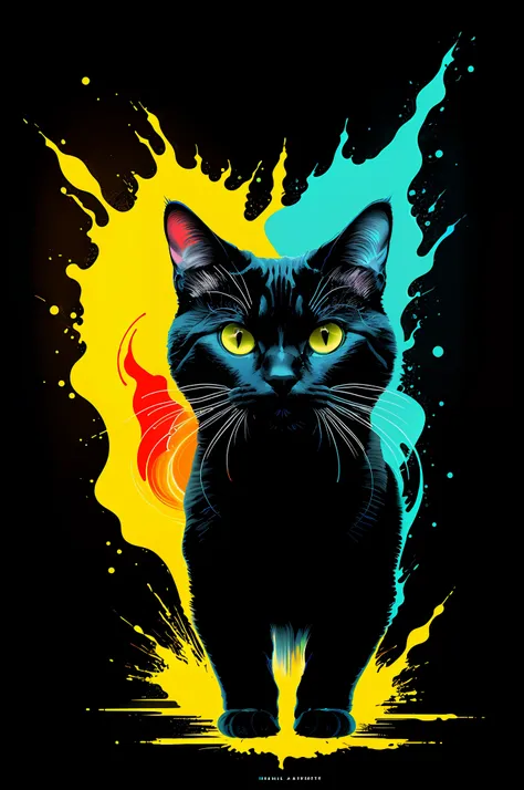 technicolor, vibrant, chemical cat, radioactive glow, biohazard, abstract art by petros afshar, oversaturated