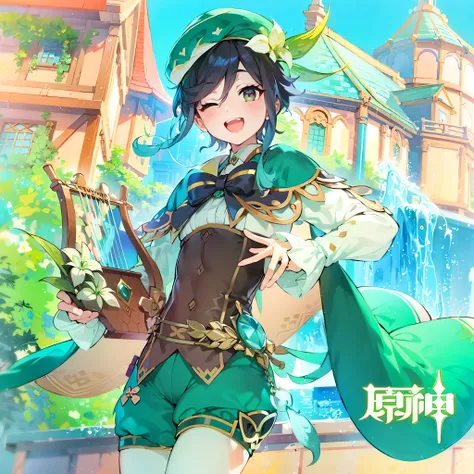 Anime girl in green costume holding green umbrella and green bag, Keqing from Genshin Impact, Genshin, zhongli from genshin impact, high detailed official artwork, offcial art, Ayaka Genshin impact, Kushatt Krenz Key Art Women, Genshin impacts character, O...