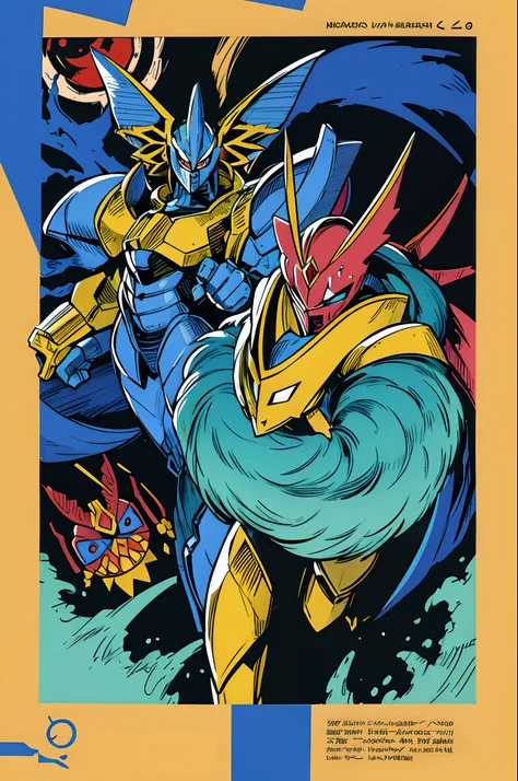 barbarian, digimon, insect angel with multiple heads full armor, guyver, sentai, female robot
