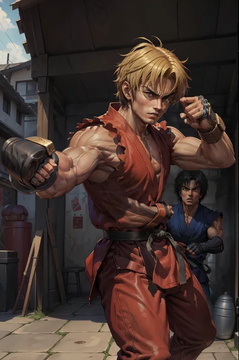 dicas: tiro de corpo inteiro, design de personagem do jogo, homem com uma cicatriz no peito, kenjiro, personagem hokuto shinken,...