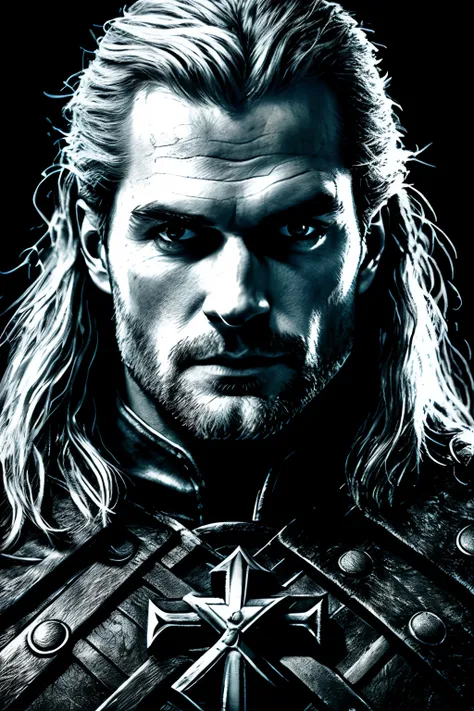 (extremely detailed, best quality) portrait, henry cavill as geralt de rivia from the witcher,
(piercing eyes:1.2, chiselled fea...