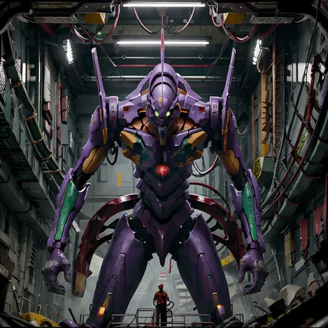 boom,eva 01,(red halo),evagod,evangelion mecha, science fiction, looking at viewer, (official art, best quality, masterpiece:1.2...