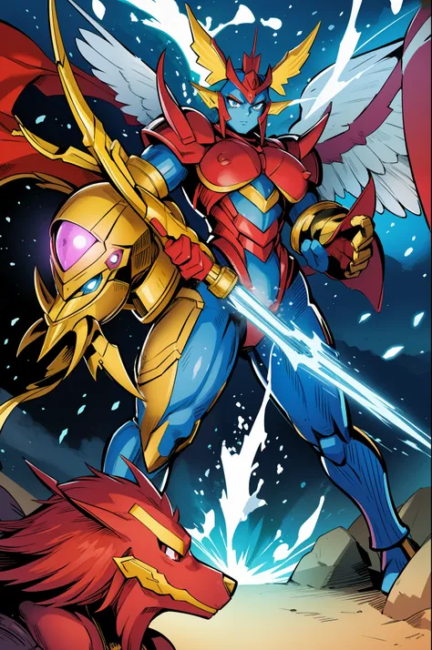 barbarian, digimon, insect angel full armor, guyver, sentai, big breast, big vagina, robot girl