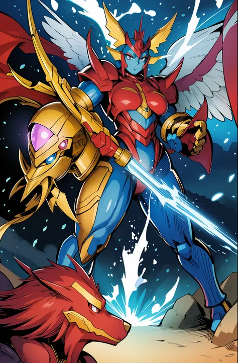 barbarian, digimon, insect angel full armor, guyver, sentai, big breast, big vagina, robot girl, huge breast
