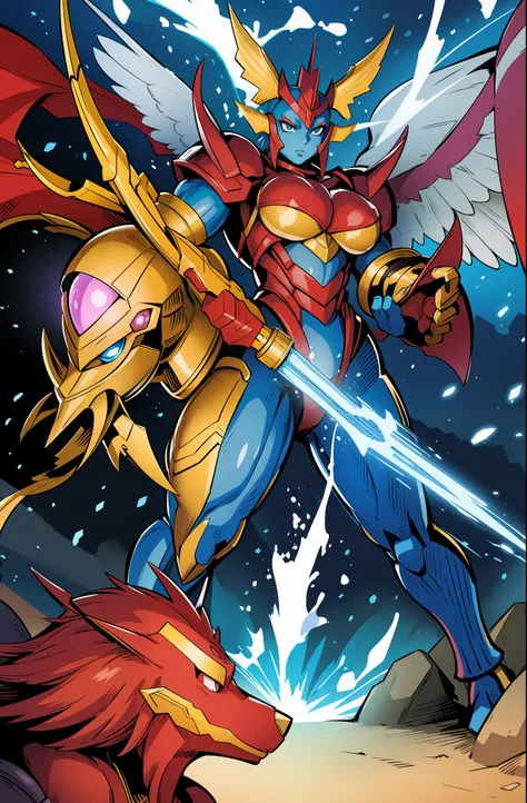 barbarian, digimon, insect angel full armor, guyver, sentai, big breast, big vagina, robot girl, huge breast