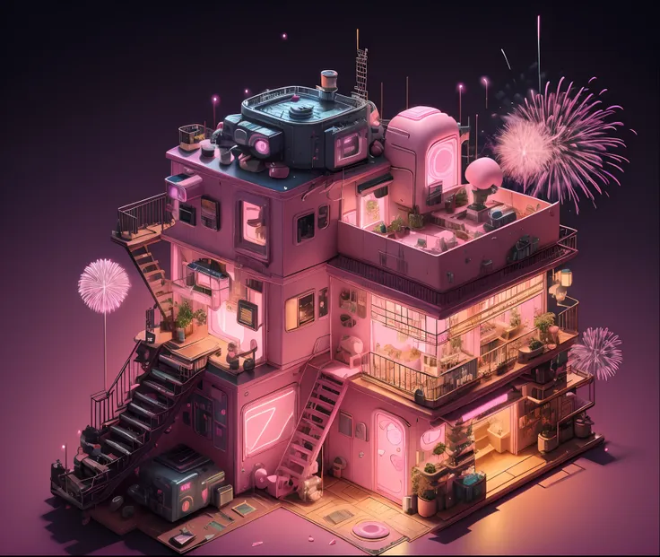 (pink_background:1.5),(full photo,)pink theme,fireworks making jelly cat, hd, ultra detailed, realistic, masterpiece,no_humans,s...