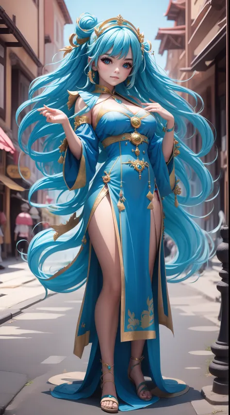 blue-haired costume beauty