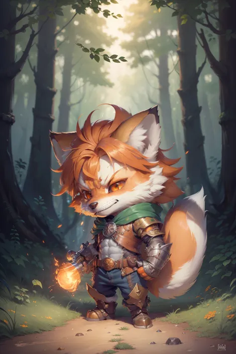 hyperdetailed painting, jean-baptiste monge style, anthropomorphic fox, knight, muscular ,detailed pupils ,orange hair, red and ...