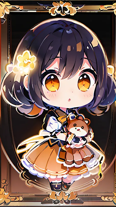 close-up of a cartoon character holding a teddy bear, splash art anime loli, hanayamata, kagamine rin, anime visual of a cute gi...