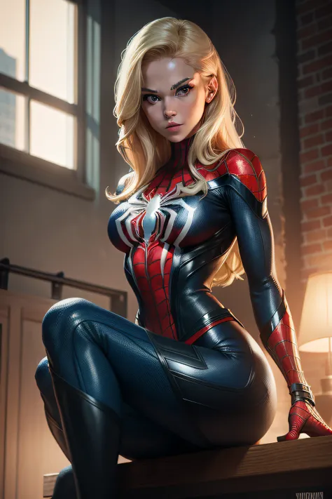 Female Spider-Man ，36d，blonde with blue eyes，Long legs