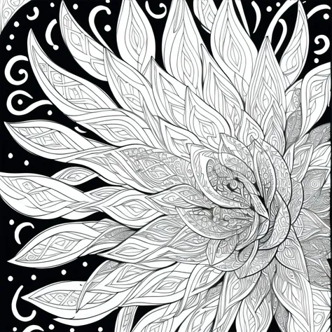 (Monochrome images:1.3)、(Gentian Coloring Book:1.3)、It features a simple、Draw with outline