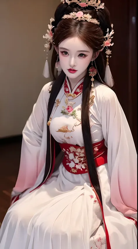 1 realistically beautiful girl, waist length hair, black eyes, ancient ao dai, style hanfu, wearing a thin silk shirt of ancient...