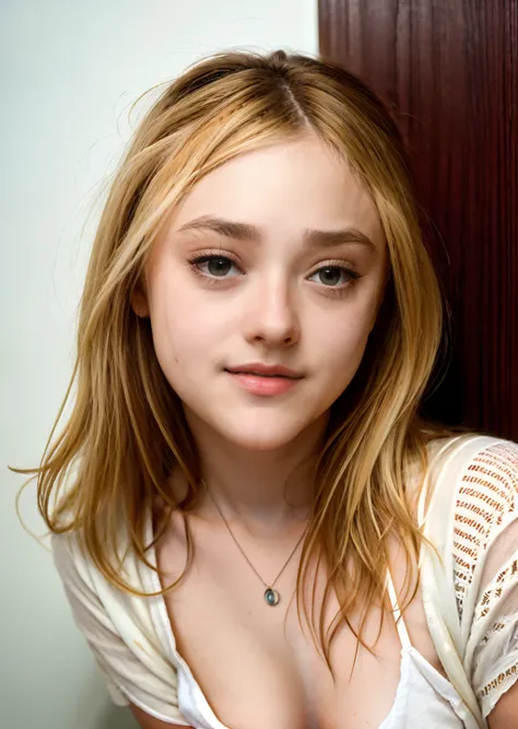 dakota fanning, obra prima de trabalho, alta qualidade, 4k, belo design, brilhante, lado a lado, foto premiada, extremamente det...