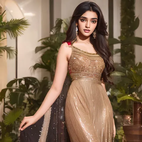 top indian model with dark gold dress